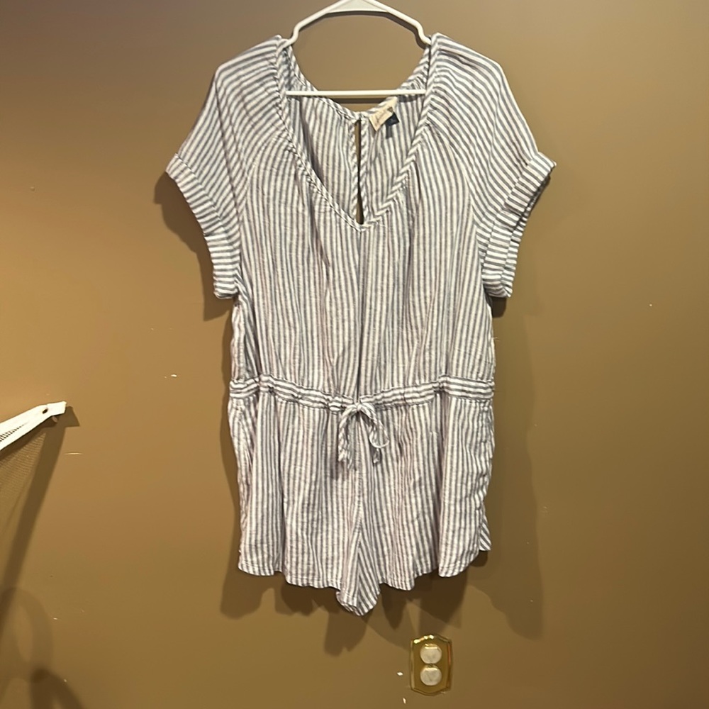 Universal Thread blue and white striped romper.
